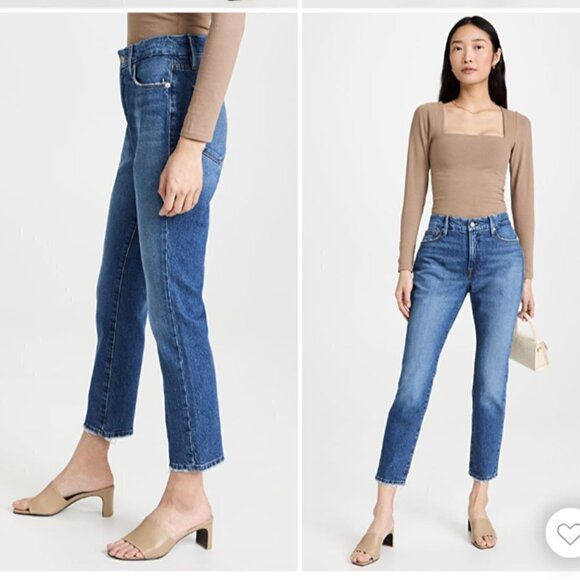 Good American Good Classic Jean High Rise Straight Leg Distressed Size 18 - Picture 3 of 4